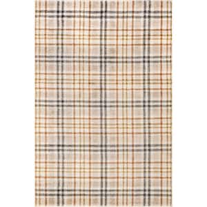 Noelani Casual Plaid Orange and Gray 7 ft. 10 in. x 10 ft. Area Rug