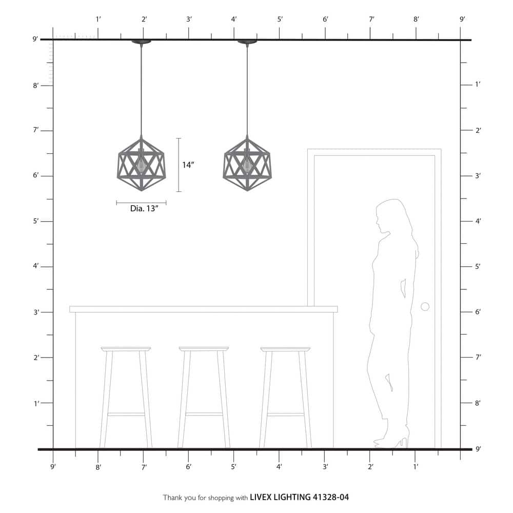 Black and Brushed Nickel Geometric Mini Pendant Light