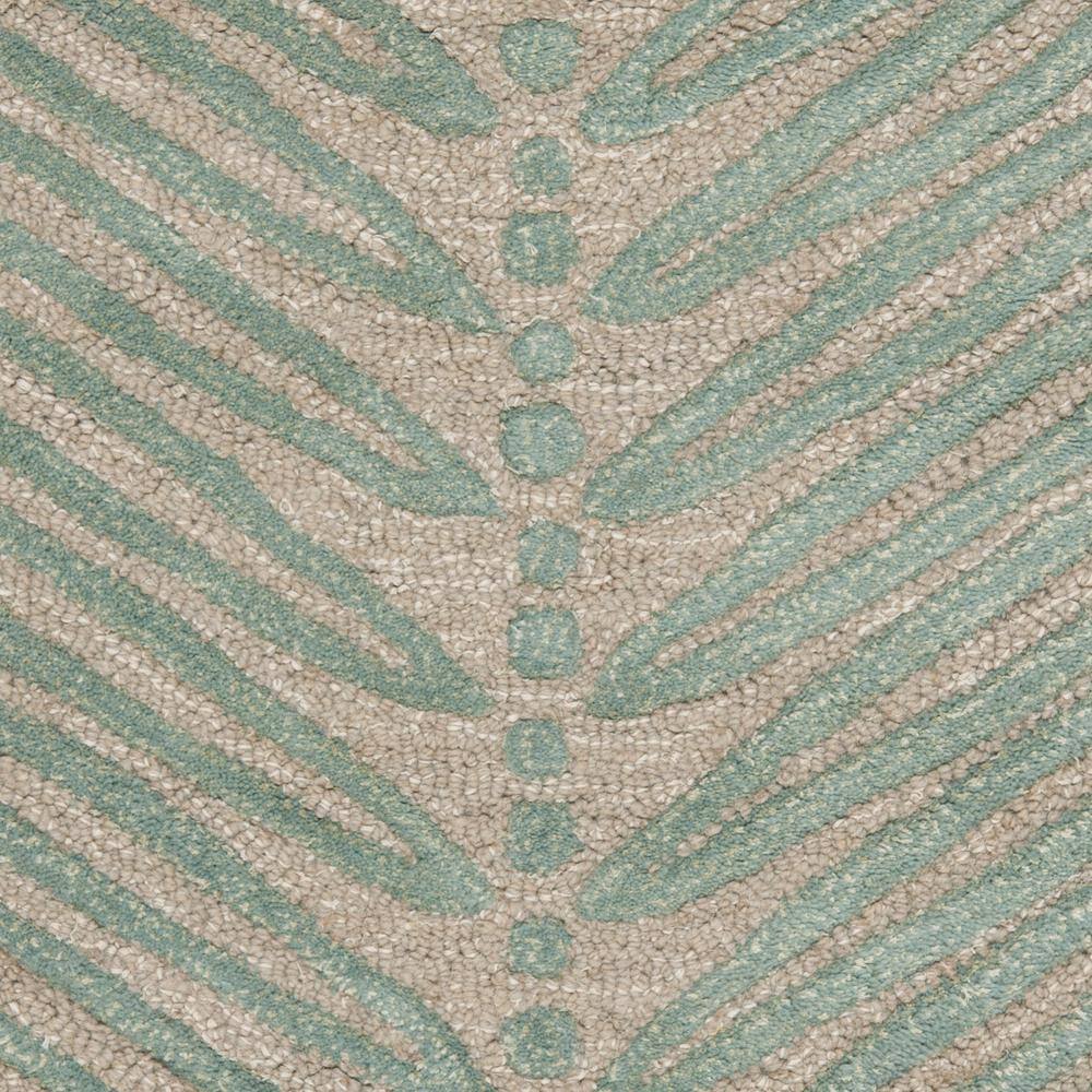 Hand-Tufted Chevron Leaves Blue Wool and Viscose 30" Rug