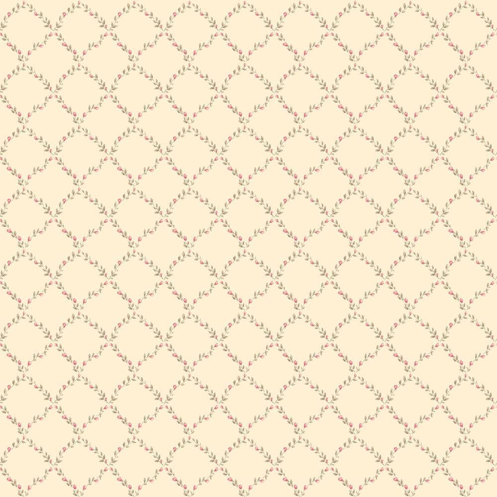 Miniatures 2 Red/Brown/Cream Geometric Floral Trellis Design Matte Finish N