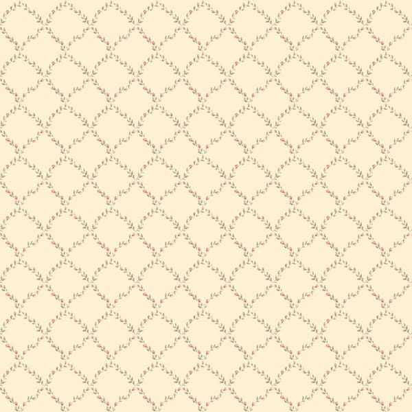 Unbranded Miniatures 2 Red/Brown/Cream Geometric Floral Trellis Design Matte Finish Non-Pasted Vinyl on Non-Woven Wallpaper Sample
