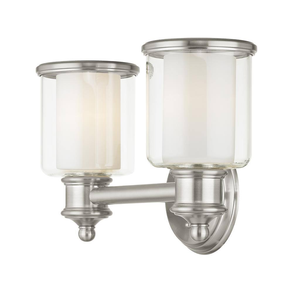 Elegant Brushed Nickel 2-Light Bath Vanity with Dimmable Feature