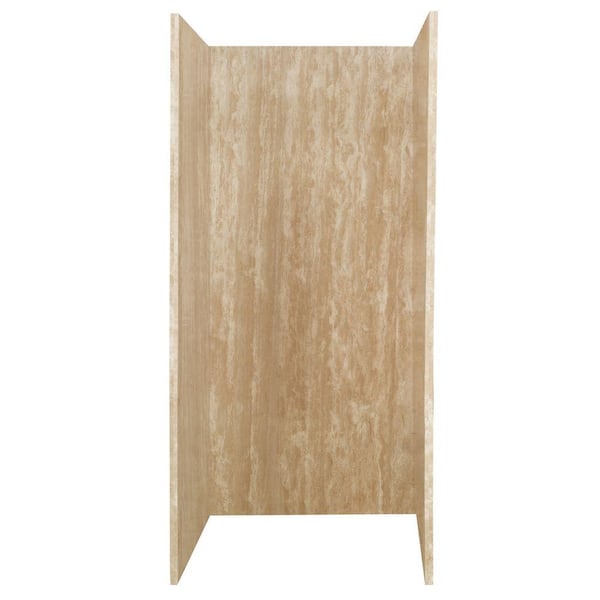 Pegasus 36 in. x 36 in. x 80 in. 3-Piece Glue-Up Shower Wall in Ivory Select