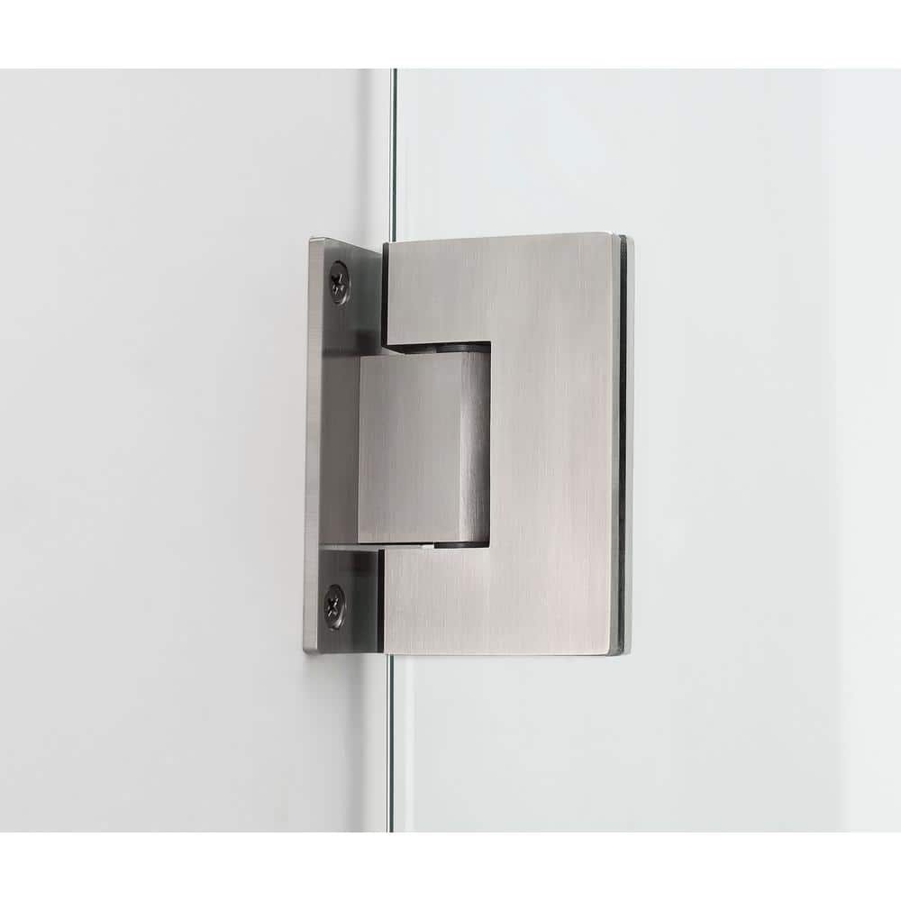 Belmore 72" Frameless Hinged Shower Door in Clear Glass and Stainless Steel