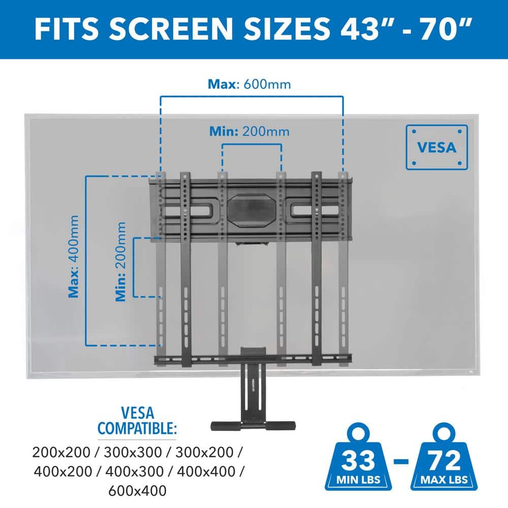 Black Metal Full-Motion Fireplace TV Wall Mount for 40-70 Inch Screens