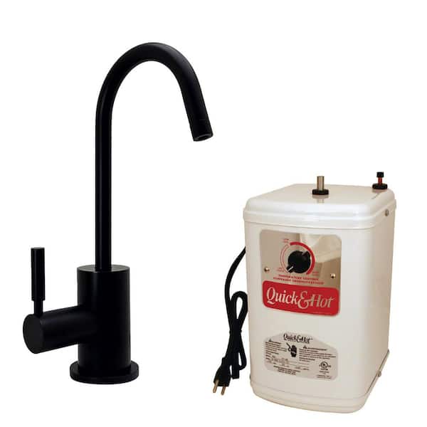 9.5 in. Contemporary 1-Lever Handle Hot Water Dispenser Faucet with Instant Heating Tank, Matte Black