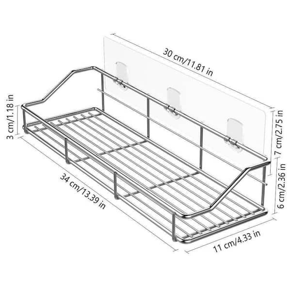 Dracelo 13.39 in. W x 4.33 in. D x 2.36 in. H 2 Tier Black Bathroom Shelf Shower Wall Mount Rustproof Stainless Steel