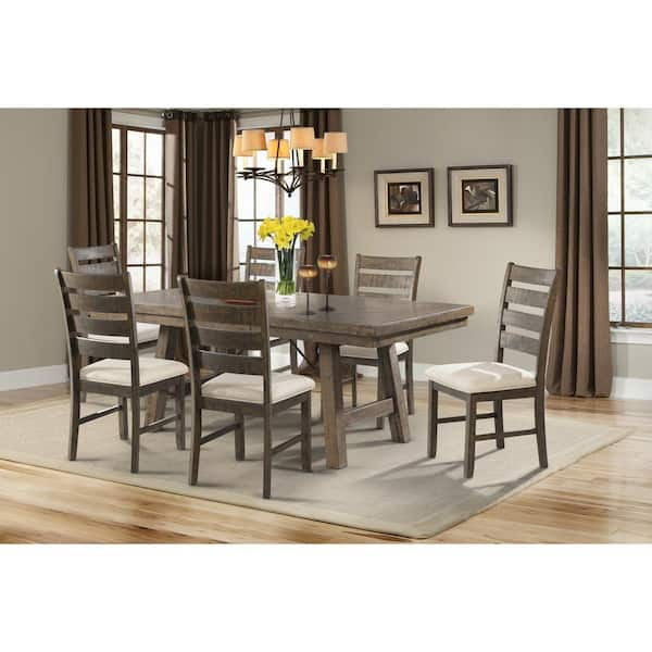 Nestfair Walnut 6-Piece Farmhouse Dining Table with 4 Upholstered