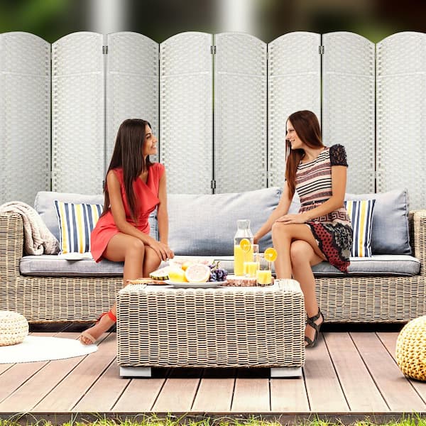Sorbus White 8 Panel 6 ft. Tall Double Hinged Foldable Panel