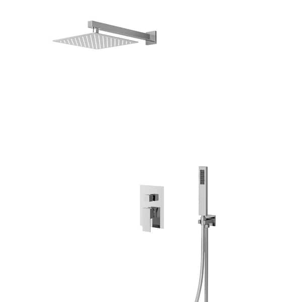 Crozet 2-Spray 10 in. 1.8 GPM Dual Shower Head Wall Mount Shower Kit in Polished Chrome Valve Included