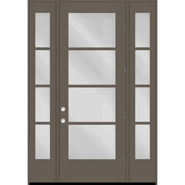 Steves & Sons Legacy 64in. x 96in. Icon 4-Lite Modern ClrGlass LHOS Kndling Fiberglass Prehung Front Door w/2-12in. SL 4-9/16in. Jamb