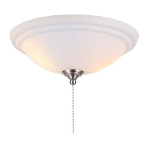 2-Light White Glass Ceiling Fan Bowl LED Light Kit