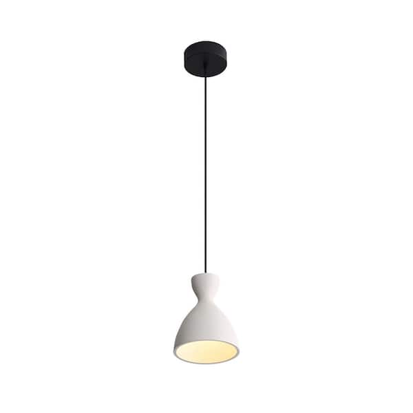 Golden Lighting - Aethera 8-Watt 1 Light White Sandstone Cement Integrated LED Pendant Light with White Sandstone Cement Shade