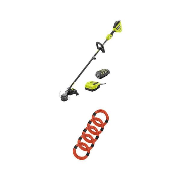 40V HP Brushless 16 in. Cordless String Trimmer with 4.0 Ah Battery and 0.095 in. Line (5-Pack)