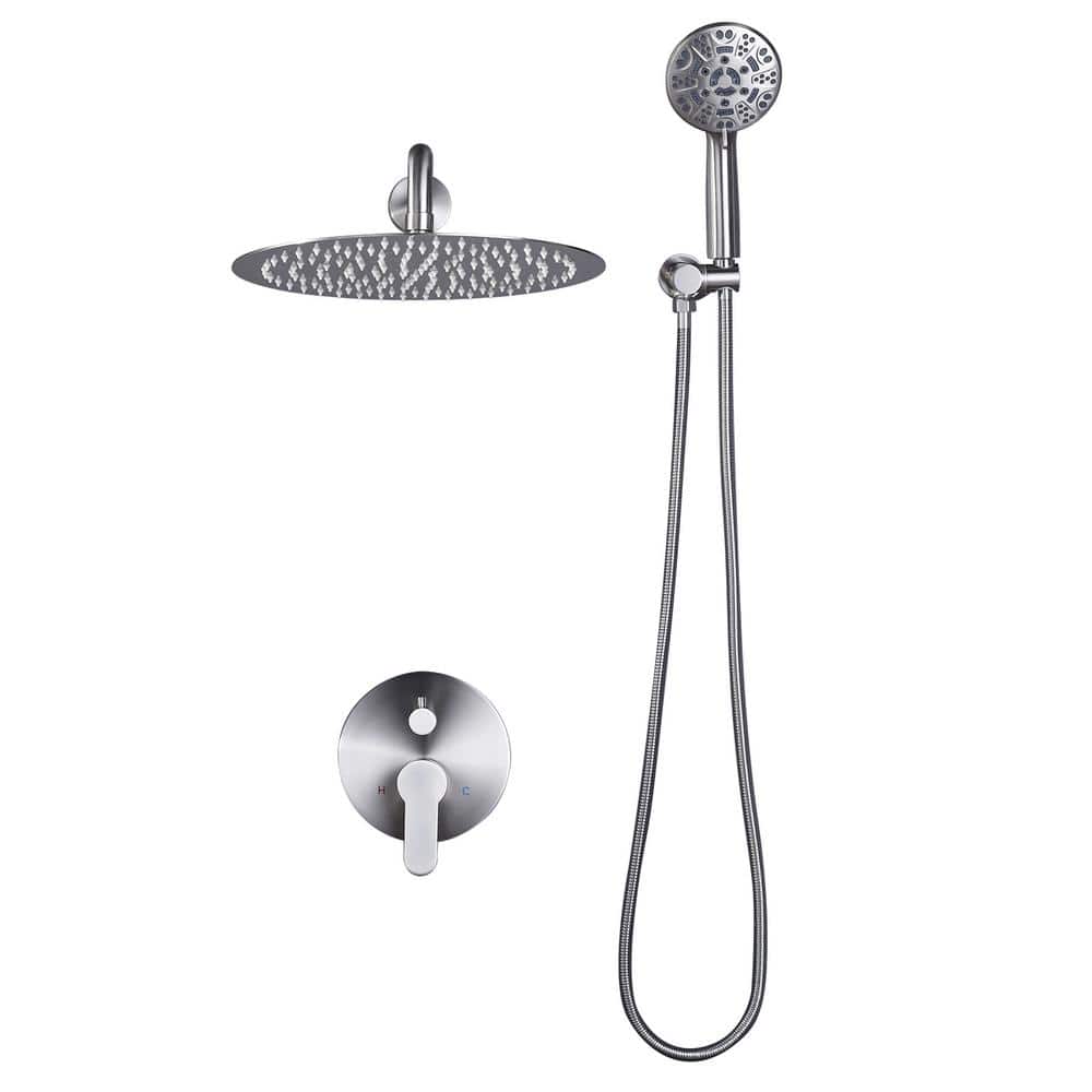 9-Spray Patterns with 1.8 GPM 12 in. Wall Mounted Bathroom Rain Fixed Shower Heads in Brushed Nickel price history on PriceWatchPro