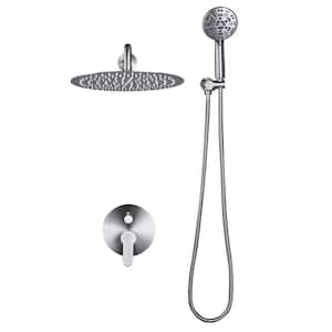 9-Spray Patterns with 1.8 GPM 12 in. Wall Mounted Bathroom Rain Fixed Shower Heads in Brushed Nickel