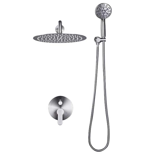 ARCORA 9-Spray Patterns with 1.8 GPM 12 in. Wall Mounted Bathroom Rain Fixed Shower Heads in Brushed Nickel