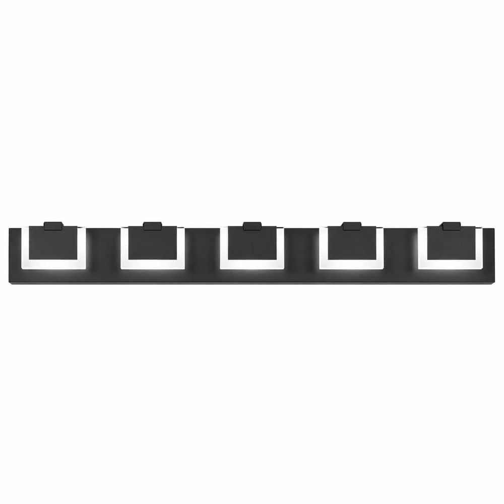 5-Light 38 in. Matte Black Dimmable LED Bathroom Vanity Light, 6000K Cool White price history on PriceWatchPro