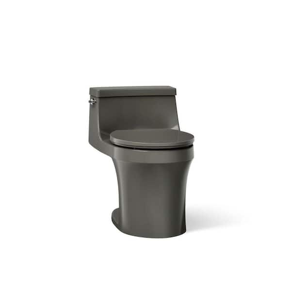 San Souci 12 in. 1-Piece 1.28 GPF Single Flush Round Toilet in Thunder Grey (Seat Included)