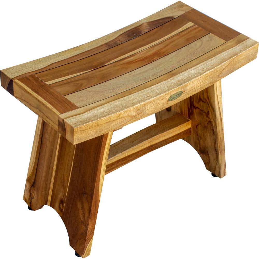 EarthyTeak Serenity 24 in. Eastern Style Shower Bench