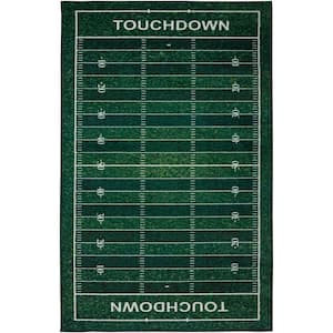 Football Yards Green 3 ft. 4 in. x 5 ft. Whimsical Area Rug