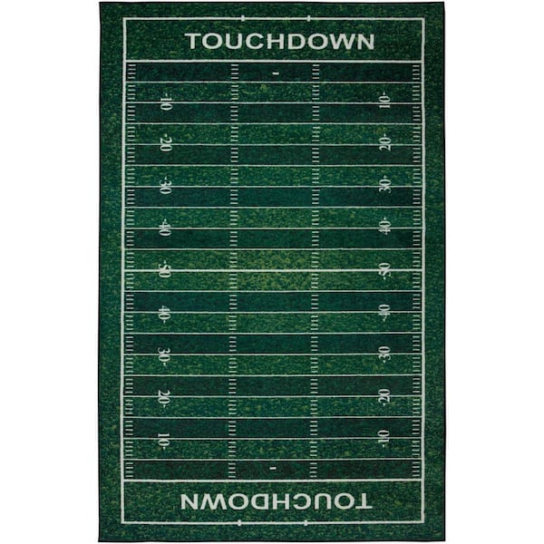 Mohawk Home Football Yards Green 3 ft. 4 in. x 5 ft. Whimsical Area Rug