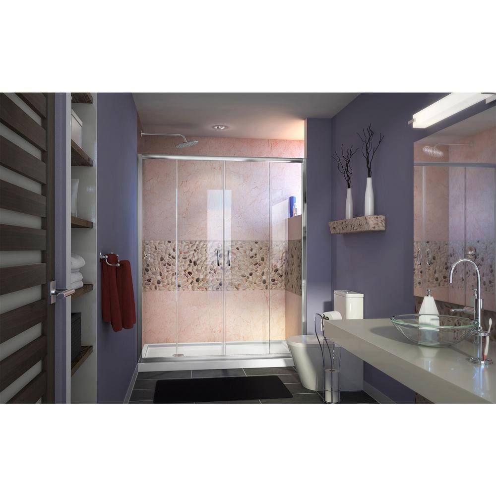 Visions 60" Clear Tempered Glass Frameless Sliding Shower Kit