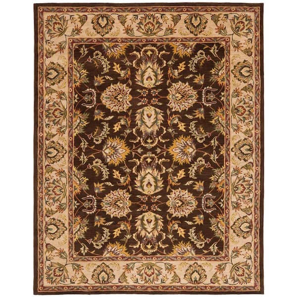 Heritage Brown/Ivory 11 ft. x 17 ft. Floral Border Area Rug