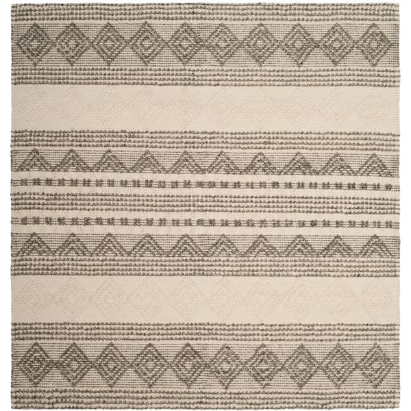 Natura 11 ft. x 11 ft. Square Gray/Ivory Striped Diamonds Area Rug
