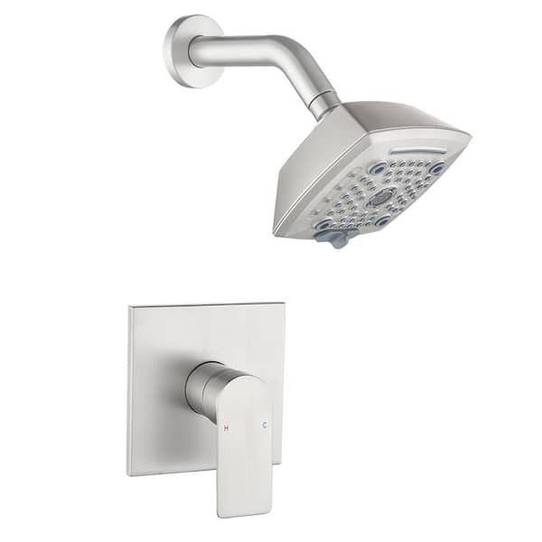Single Handle 1-Spray Shower Faucet, 5 Functions Shower Head 2.5 GPM with Drip Free in Brushed Nickel(Valve Included)