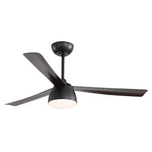 52 in. LED Indoor Black Ceiling Fan With 3-Colors Dimmable 6 Speed Remote Control 3 Blades with Remote Control
