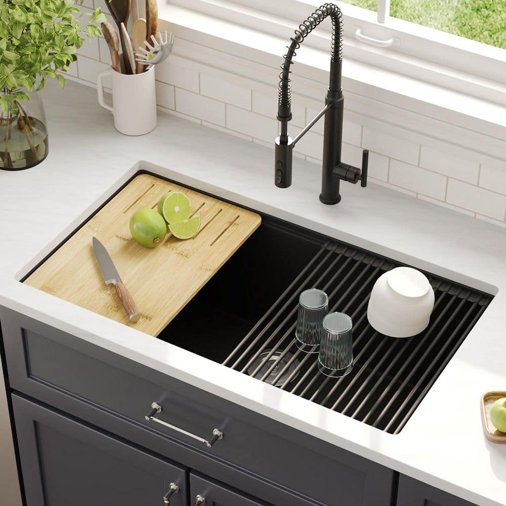 DEERVALLEY Workstation 33 in. Undermount Quartz Composite Single