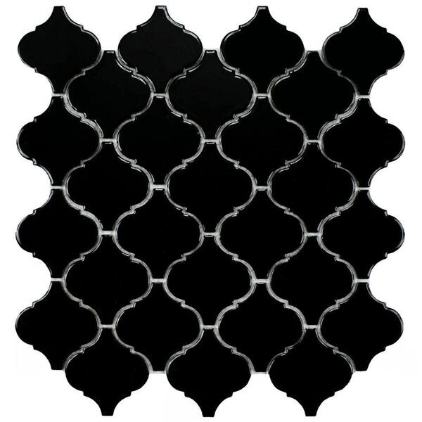 Merola Tile Lantern Black 12-1/2 in. x 12-1/2 in. x 5 mm Porcelain Mosaic Floor and Wall Tile (11 sq. ft. /case)