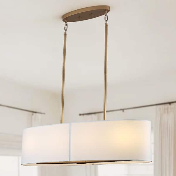 HLJYNJM 4-Light Matte Shine Gold Industrial Chandelier with White