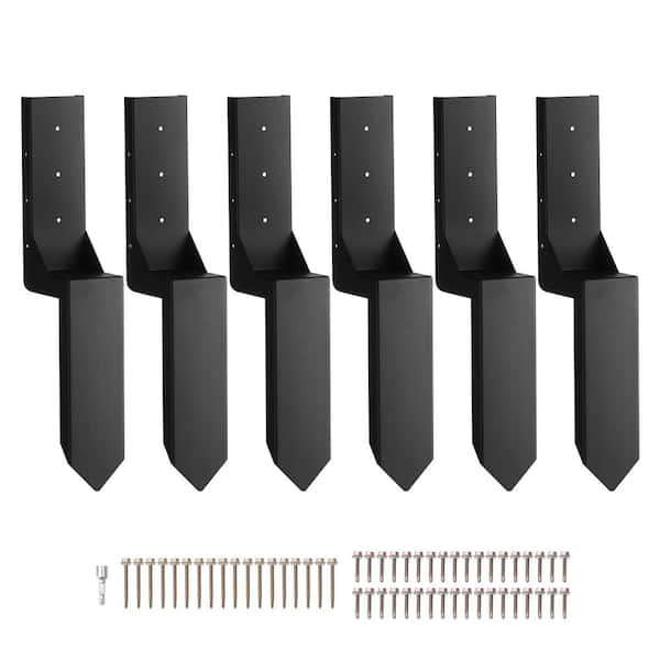 VEVOR Fence Post Anchor Repair Kit 6 Pack Inner Diameter 3.5 x 3.5 in. Heavy Duty Fence Post Support Stake Anchor Ground Spike