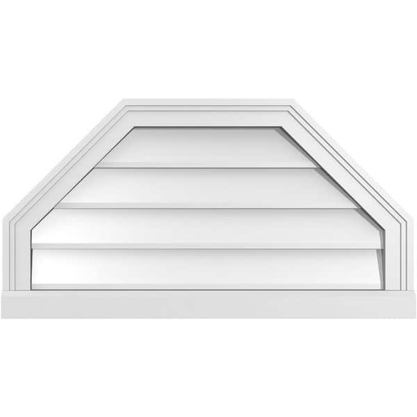 Ekena Millwork 30" x 16" Octagonal Top Surface Mount PVC Gable Vent: Non-Functional with Brickmould Sill Frame