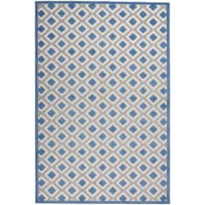 Aloha Blue/Gray 6 ft. x 9 ft. Geometric Contemporary Indoor/Outdoor Patio Area Rug