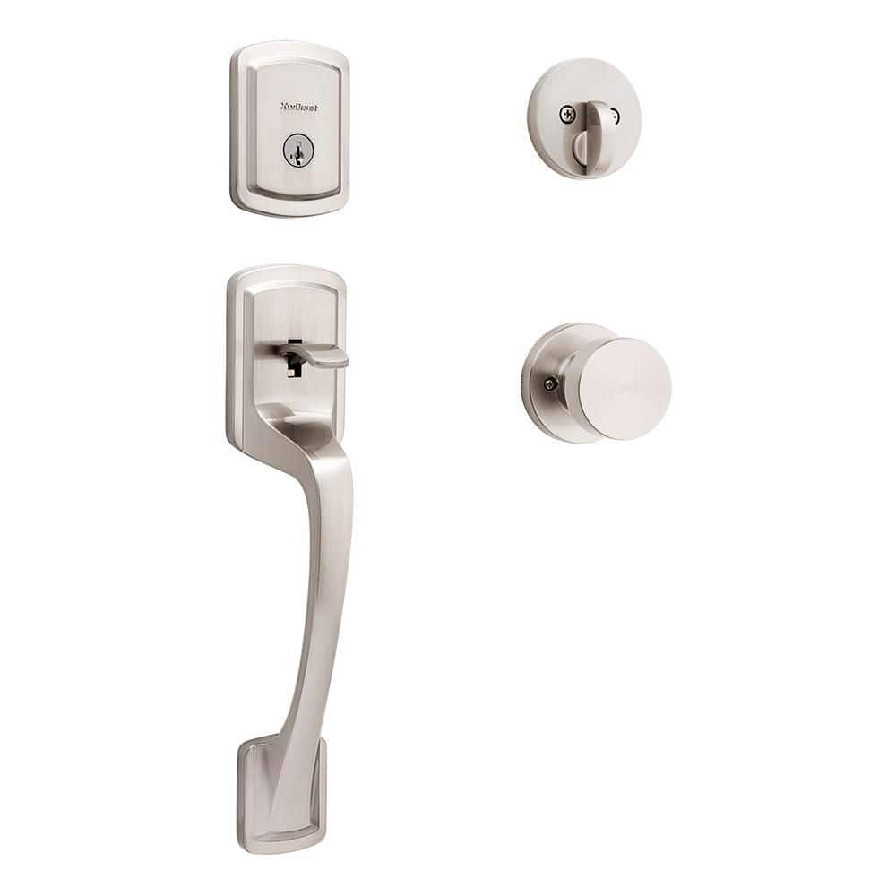 Prague Satin Nickel Keyed Entry Single Cylinder Door Handleset with Interior Pismo Doorknob Featuring SmartKey Security price history on PriceWatchPro