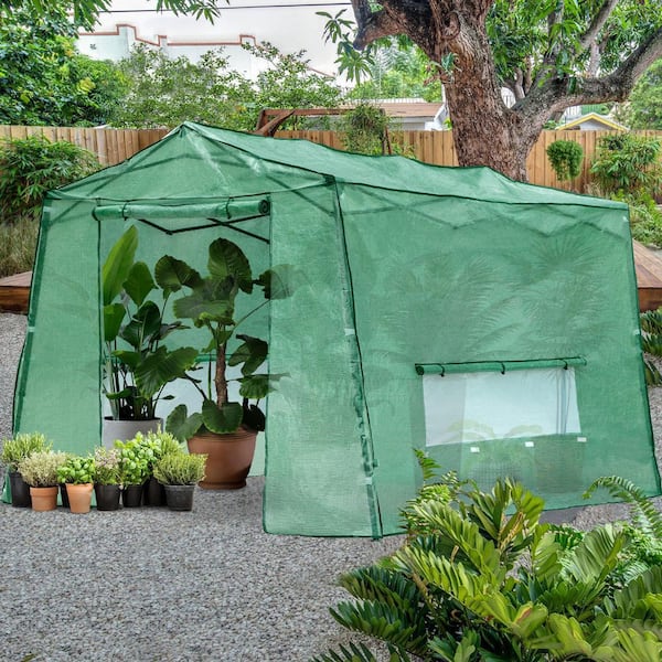 JOYSIDE 8.5 ft. x 7 ft. Pop-up Walk-in Greenhouse with Roll-up Windows and Zippered Door
