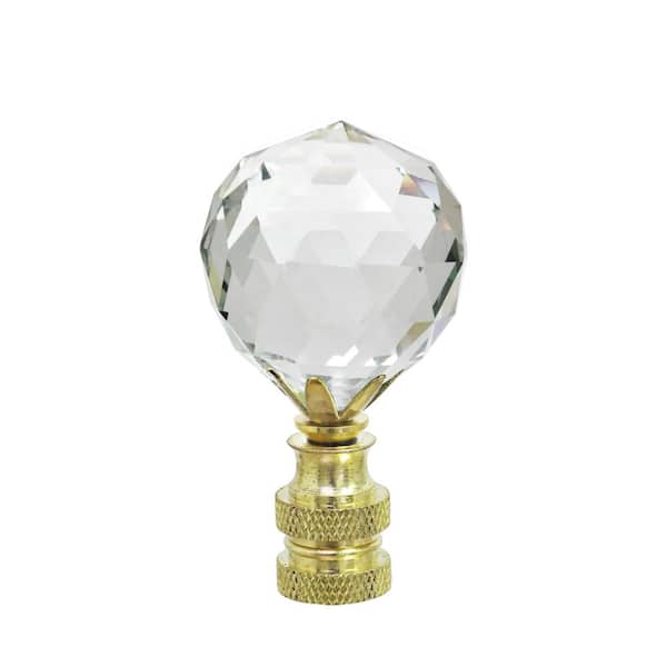 Aspen Creative Corporation 2-1/4 in. Clear Faceted Crystal Lamp Finial with Brass Plated (1-Pack)