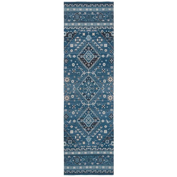 Classic Vintage 2 ft. x 8 ft. Blue/Charcoal Oriental Ornate Runner Rug