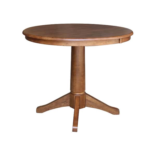 Bourbon Oak Round Pedestal Dining Table, International Concepts Round Dining Table