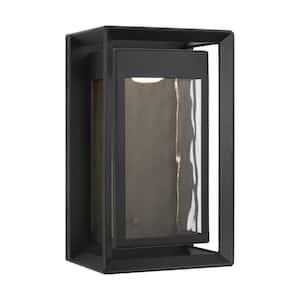 Urbandale Small 1-Light Textured Black Outdoor Integraed LED Wall Lantern Sconce