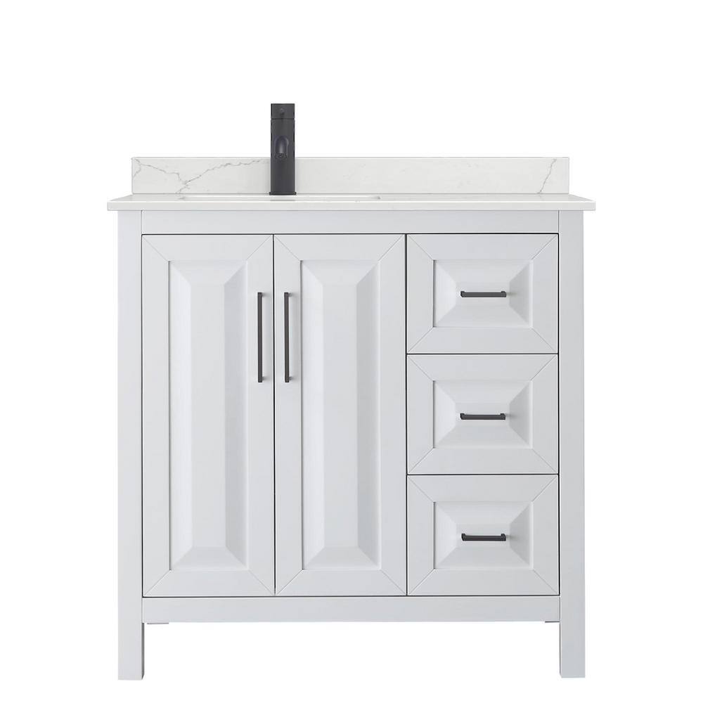 Daria 36'' White Single Bathroom Vanity with Quartz Top