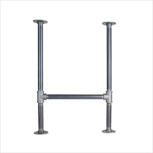 1 in. x 2.4 ft. L Black Steel Pipe Heavy Duty Industrial H-Style Desk Leg with Round Flanges (1-Pack)
