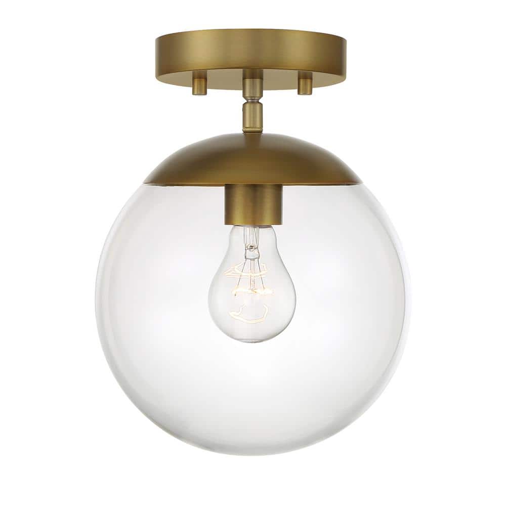 Auresa Modern Mini Pendant Light in Soft Brass with Clear Glass Orb