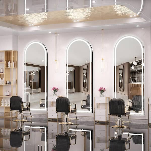 Hasipu 36 in. W x 79 in. H White Frame Arch LED Full-Length