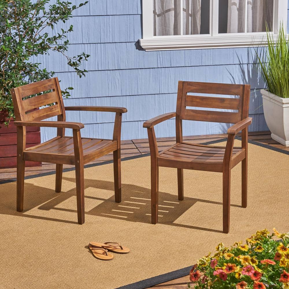 Hugo Dark Brown Slatted Wood Outdoor Patio Dining Chair (2-Pack) price history on PriceWatchPro