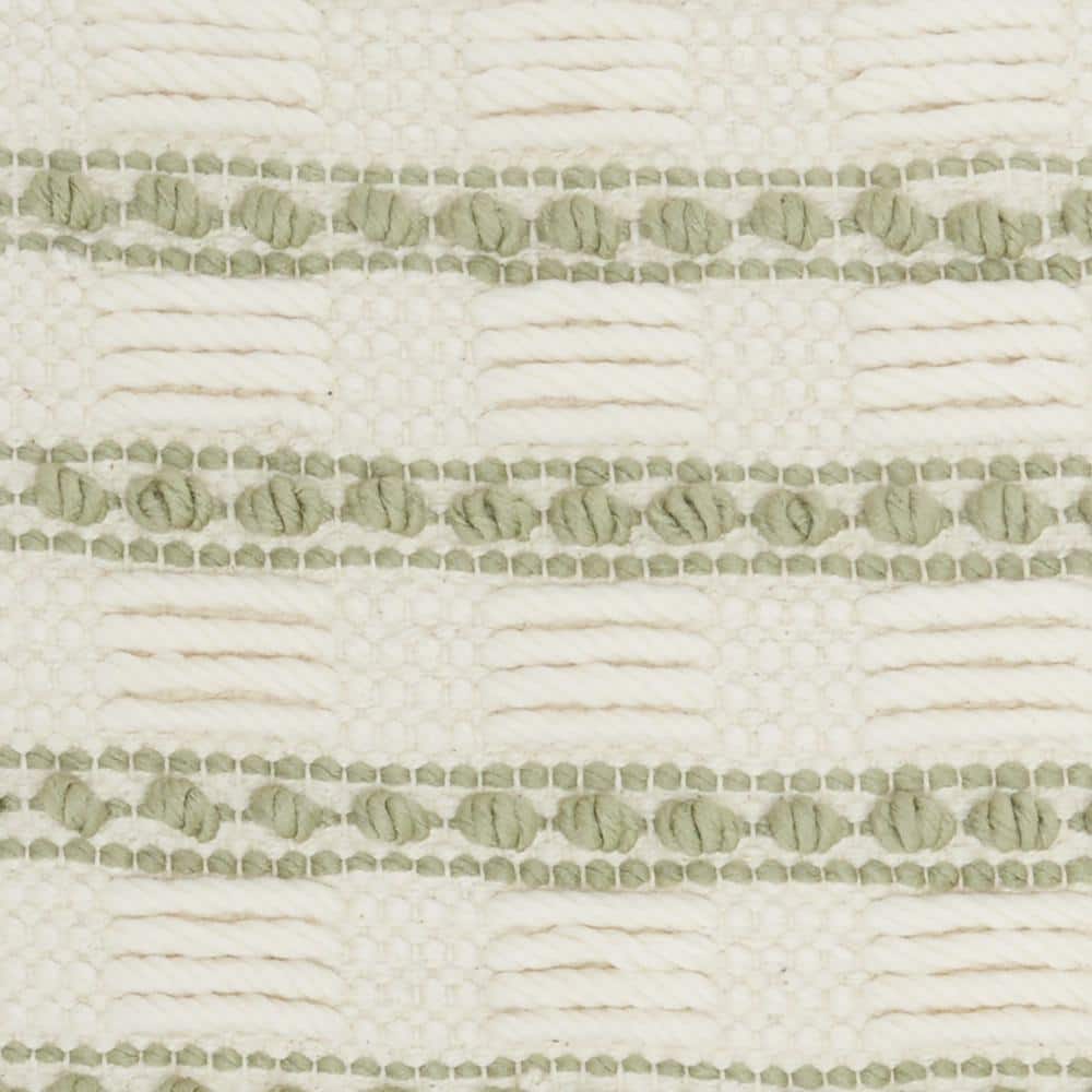 Sage and Ivory Woven Lines Square Throw Pillow