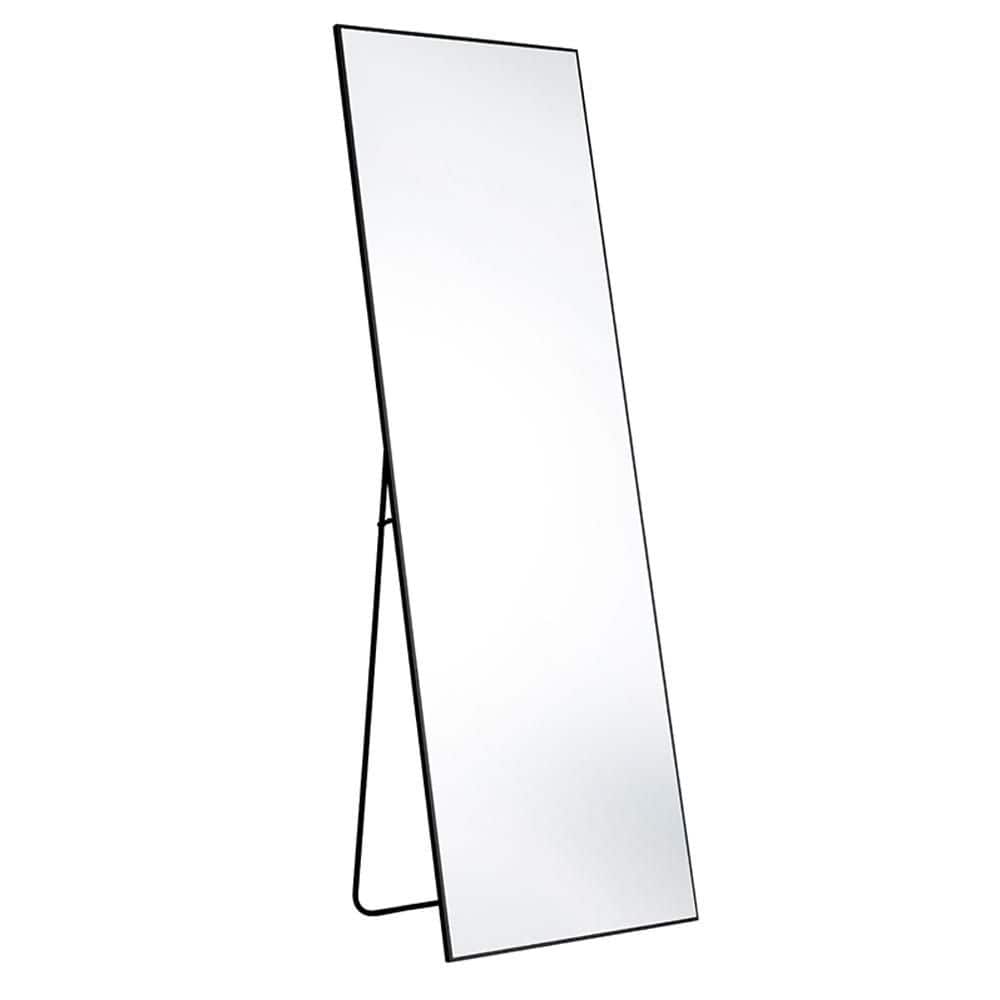 Black 21 in. W x 64 in. H Farmhose Rectangle Glass Framed Mirror Wall Mirro